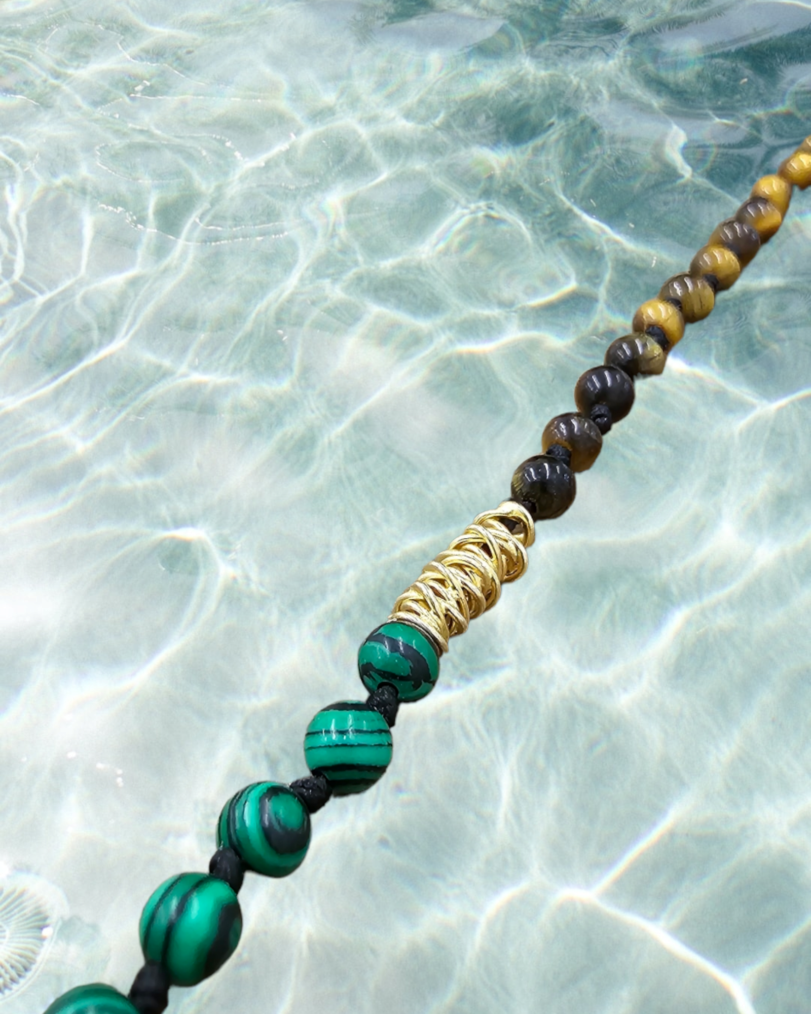 ONE OF A KIND ROSARY STYLE NECKLACE 
Tiger Eye and Turquoise Beads with Silver Elements
4mm beads
Handmade in Mykonos