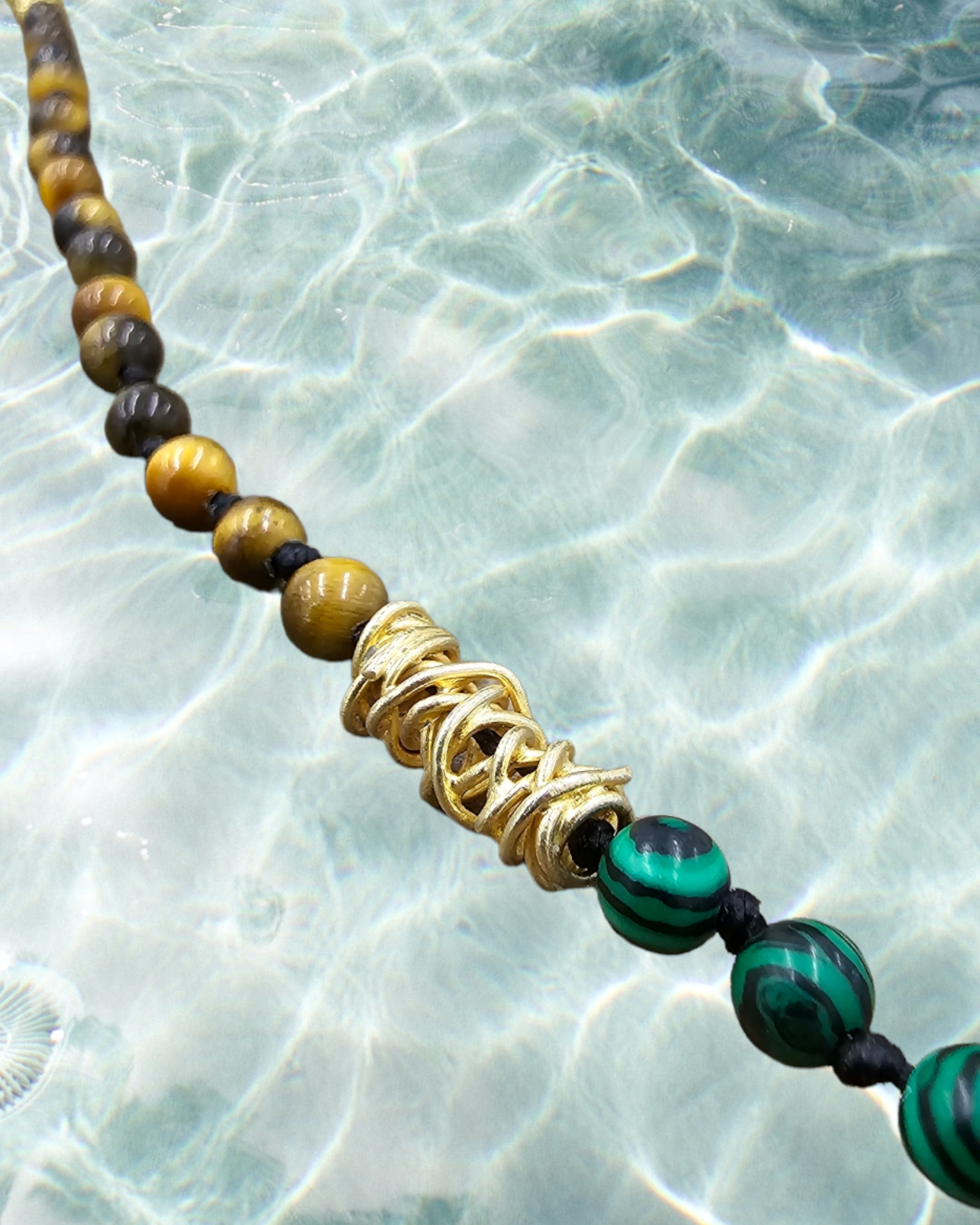 ONE OF A KIND ROSARY STYLE NECKLACE 
Tiger Eye and Turquoise Beads with Silver Elements
4mm beads
Handmade in Mykonos