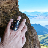 Buffalo Horn Ring only in 55 Eu size with 18k Gold and Sapphires